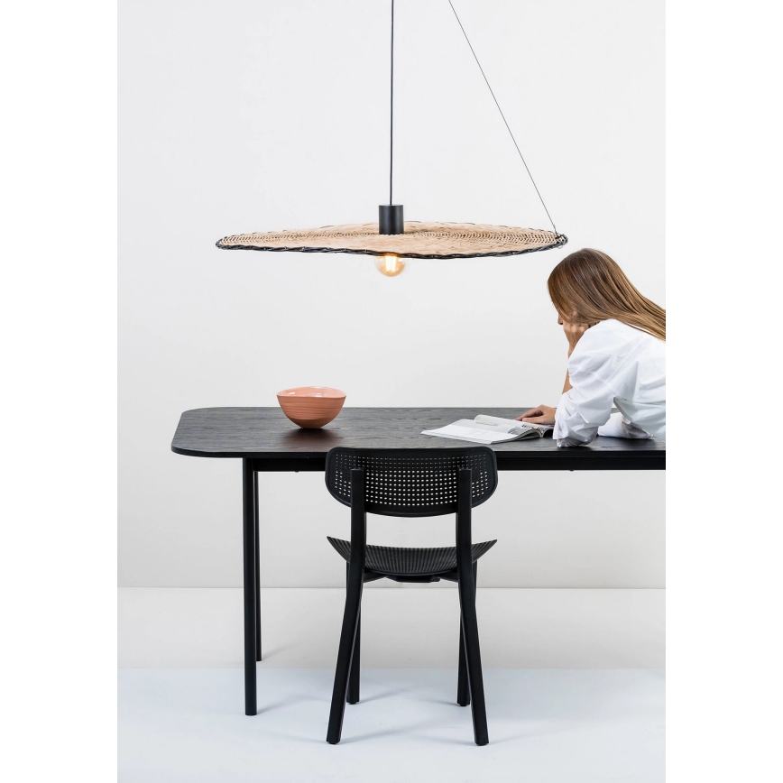 FARO 68590-70 - Lustra ar auklu COSTAS 1xE27/15W/230V d. 100 cm melna/rotanga