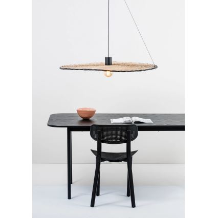 FARO 68590-70 - Lustra ar auklu COSTAS 1xE27/15W/230V d. 100 cm melna/rotanga