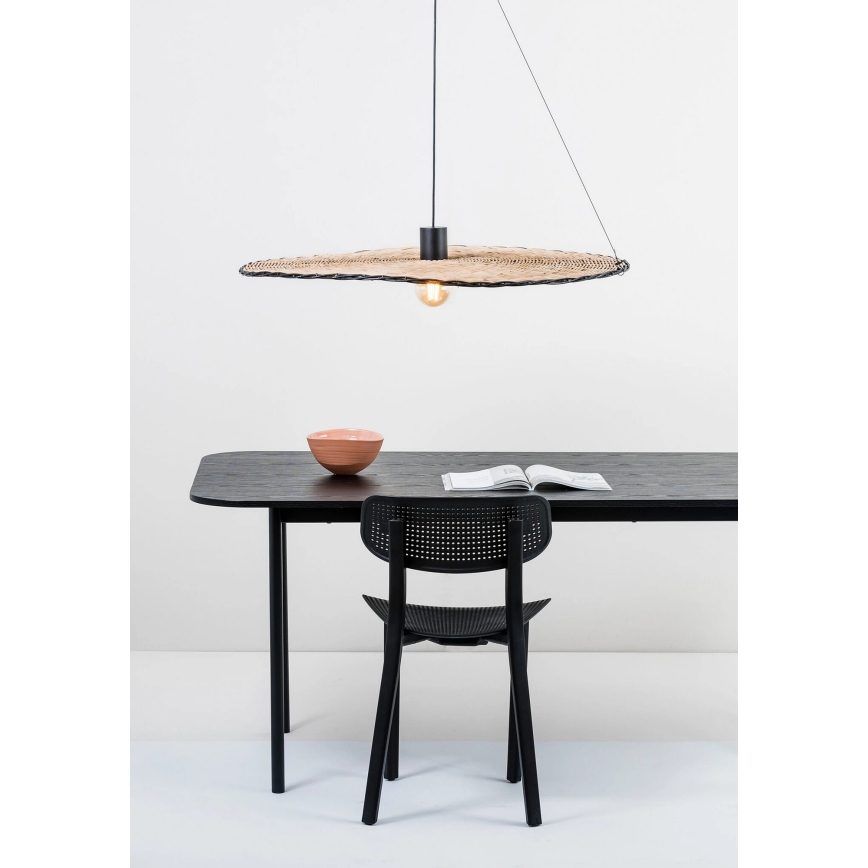 FARO 68590-70 - Lustra ar auklu COSTAS 1xE27/15W/230V d. 100 cm melna/rotanga