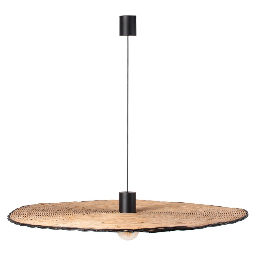 FARO 68590-70 - Lustra ar auklu COSTAS 1xE27/15W/230V d. 100 cm melna/rotanga