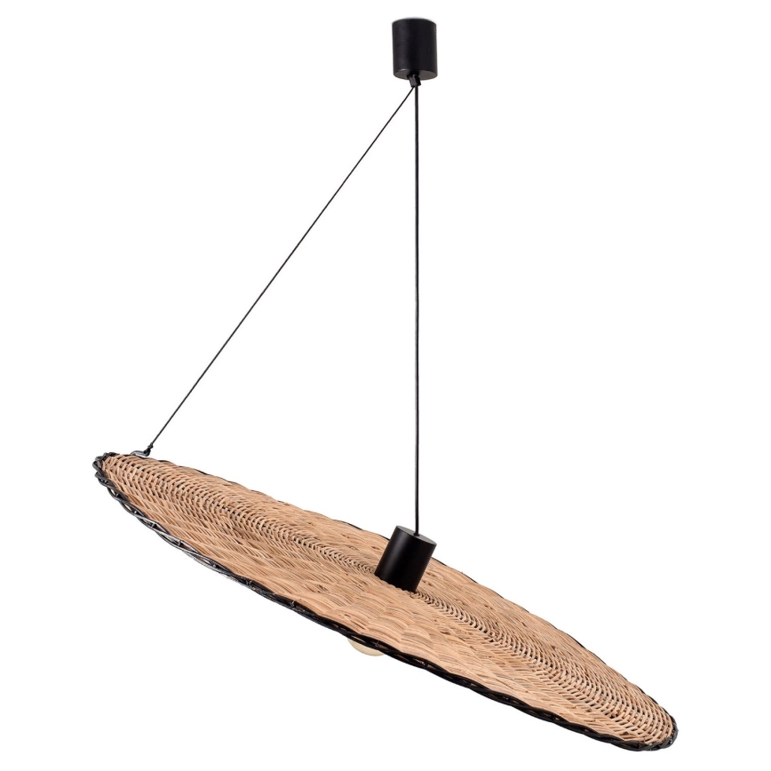 FARO 68590-70 - Lustra ar auklu COSTAS 1xE27/15W/230V d. 100 cm melna/rotanga