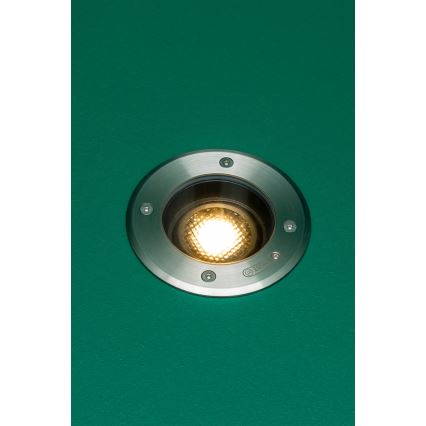 FARO 70310 - Āra iebūvējams brauktuves gaismeklis GEISER 1xGU10/8W/230V IK08 IP67 nerūsējošais tērauds