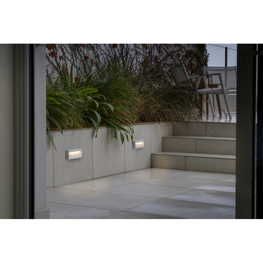 FARO 71967 - LED kāpņu gaismeklis DUNE LED/6W/230V 2200/2700/3200/4000K IP65 balts, taisnstūra