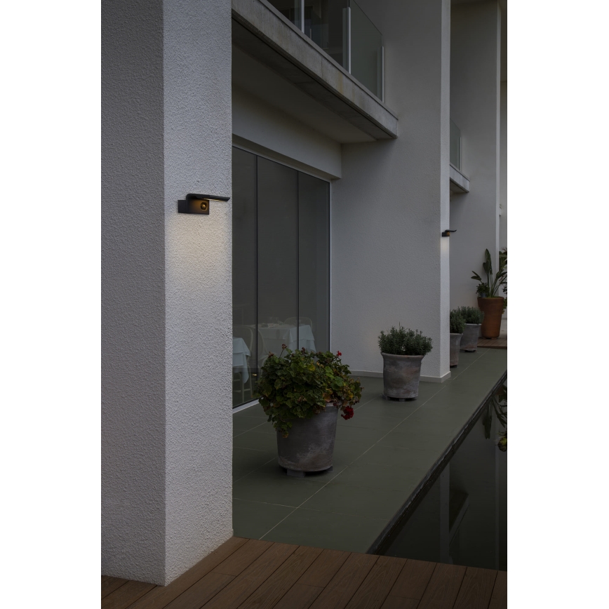 FARO 74456 - LED saules sienas gaismeklis ar sensoru LUMA LED/5W/3,7/230V IP65 antracīts