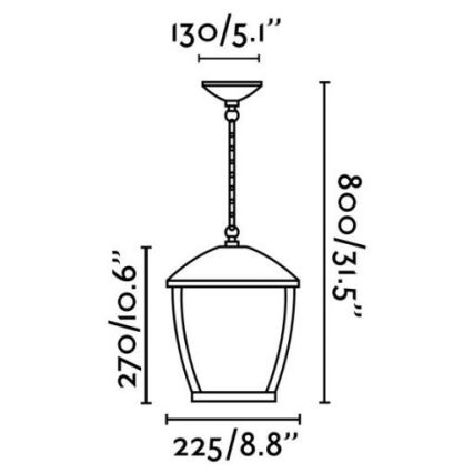 FARO 75002 - Āra lustra ar ķēdi WILMA 1xE27/100W/230V IP44