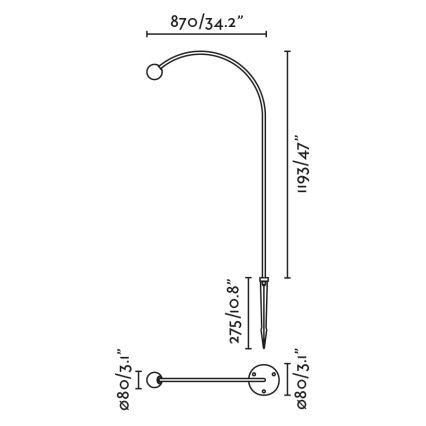 FARO 75562 - LED Āra lampa CUCA LED/3W/24V 119,3 cm IP65 antracīta
