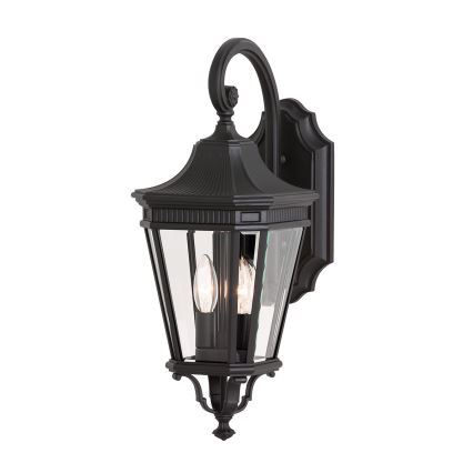 Feiss - Āra sienas lampa COTSWOLD LANE 2xE14/60W/230V IP44 melna