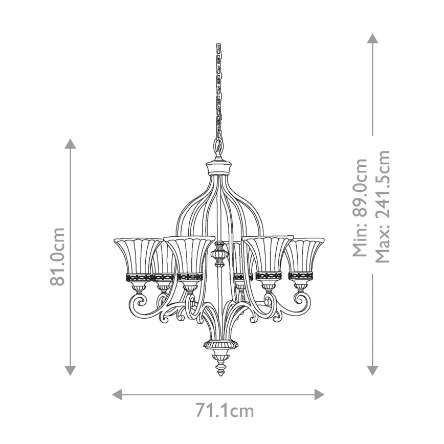 Feiss - Lustra ar ķēdi DRAWING ROOM 6xE27/60W/230V