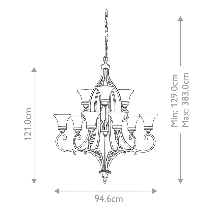 Feiss - Lustra ar ķēdi DRAWING ROOM 9xE27/60W/230V