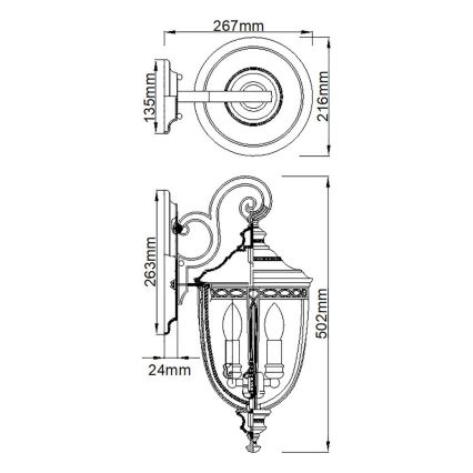 Feiss - Āra sienas lampa ENGLISH BRIDLE 3xE14/60W/230V IP44