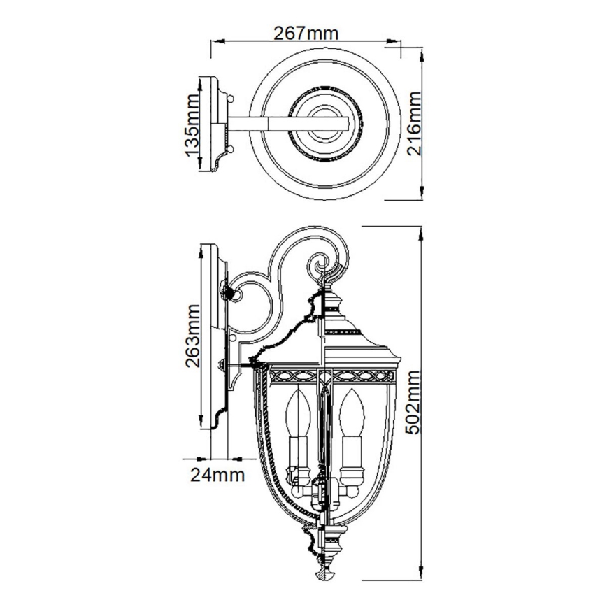 Feiss - Āra sienas lampa ENGLISH BRIDLE 3xE14/60W/230V IP44