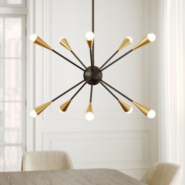 Feiss - LED Lustra ar stieni JAX 10xG9/3W/230V melna/zelta