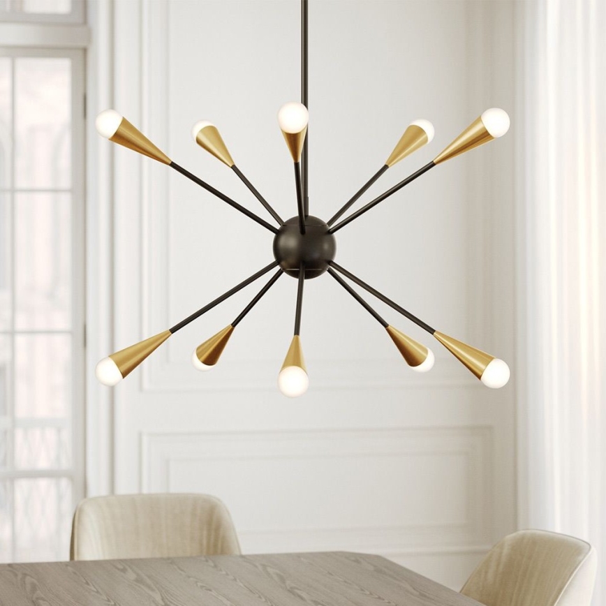 Feiss - LED Lustra ar stieni JAX 10xG9/3W/230V melna/zelta