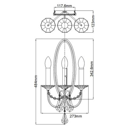Feiss - Sienas lampa VALENTINA 3xE14/60W/230V misiņa