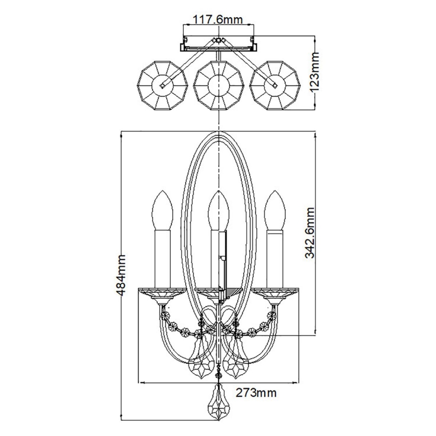 Feiss - Sienas lampa VALENTINA 3xE14/60W/230V misiņa