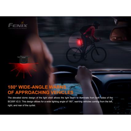 Fenix BC05RV20 - LED Uzlādējams velosipēda lukturītis LED/USB IP66 15 lm 120 hrs