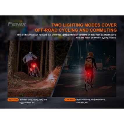 Fenix BC05RV20 - LED Uzlādējams velosipēda lukturītis LED/USB IP66 15 lm 120 hrs