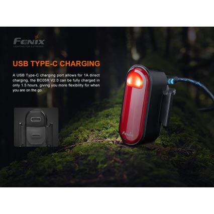Fenix BC05RV20 - LED Uzlādējams velosipēda lukturītis LED/USB IP66 15 lm 120 hrs
