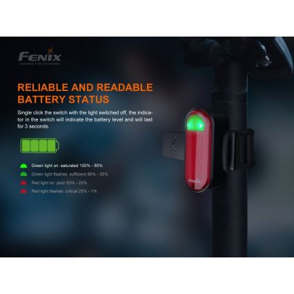 Fenix BC05RV20 - LED Uzlādējams velosipēda lukturītis LED/USB IP66 15 lm 120 hrs