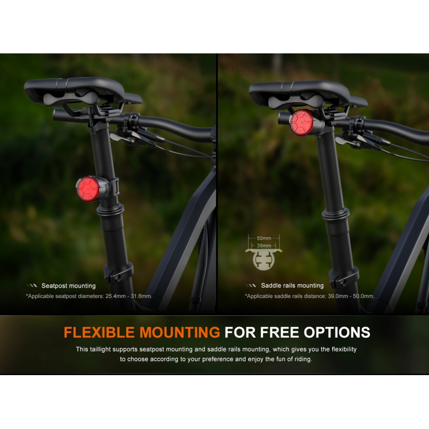 Fenix BC06R - LED Aptumšojama uzlādējama velosipēdu lampa LED/USB IP66 90 lm 24,5 h 560 mAh