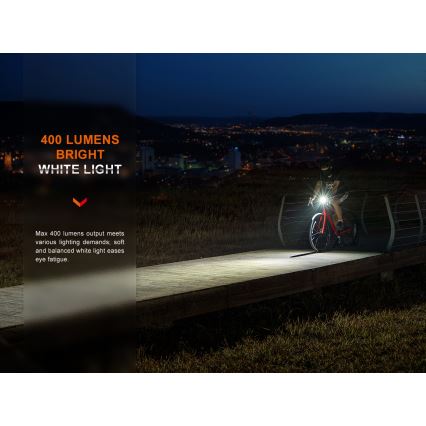 Fenix BC15R - LED Aptumšojama uzlādējama velosipēdu lampa LED/USB IP66 400 spīdīgs 31,5 h 2600 mAh