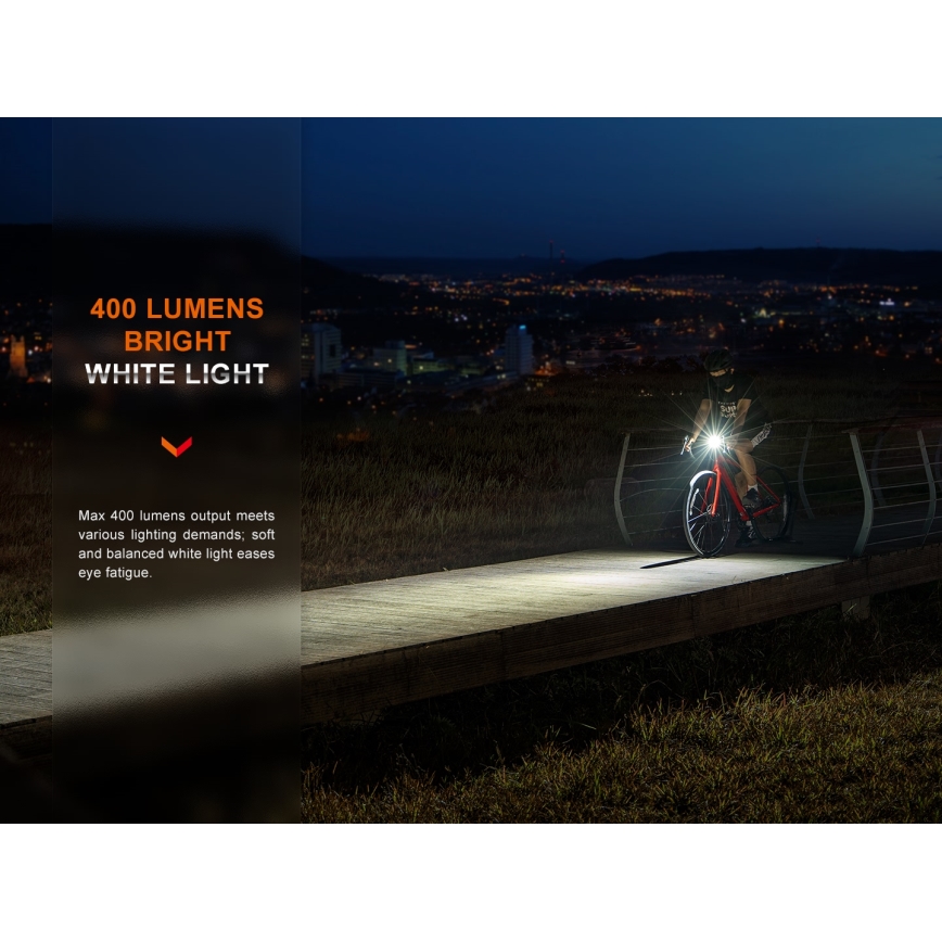 Fenix BC15R - LED Aptumšojama uzlādējama velosipēdu lampa LED/USB IP66 400 spīdīgs 31,5 h 2600 mAh
