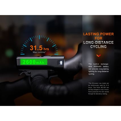 Fenix BC15R - LED Aptumšojama uzlādējama velosipēdu lampa LED/USB IP66 400 spīdīgs 31,5 h 2600 mAh