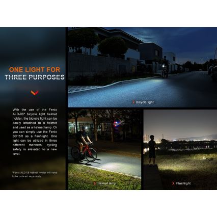 Fenix BC15R - LED Aptumšojama uzlādējama velosipēdu lampa LED/USB IP66 400 spīdīgs 31,5 h 2600 mAh