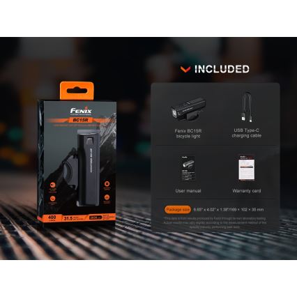 Fenix BC15R - LED Aptumšojama uzlādējama velosipēdu lampa LED/USB IP66 400 spīdīgs 31,5 h 2600 mAh