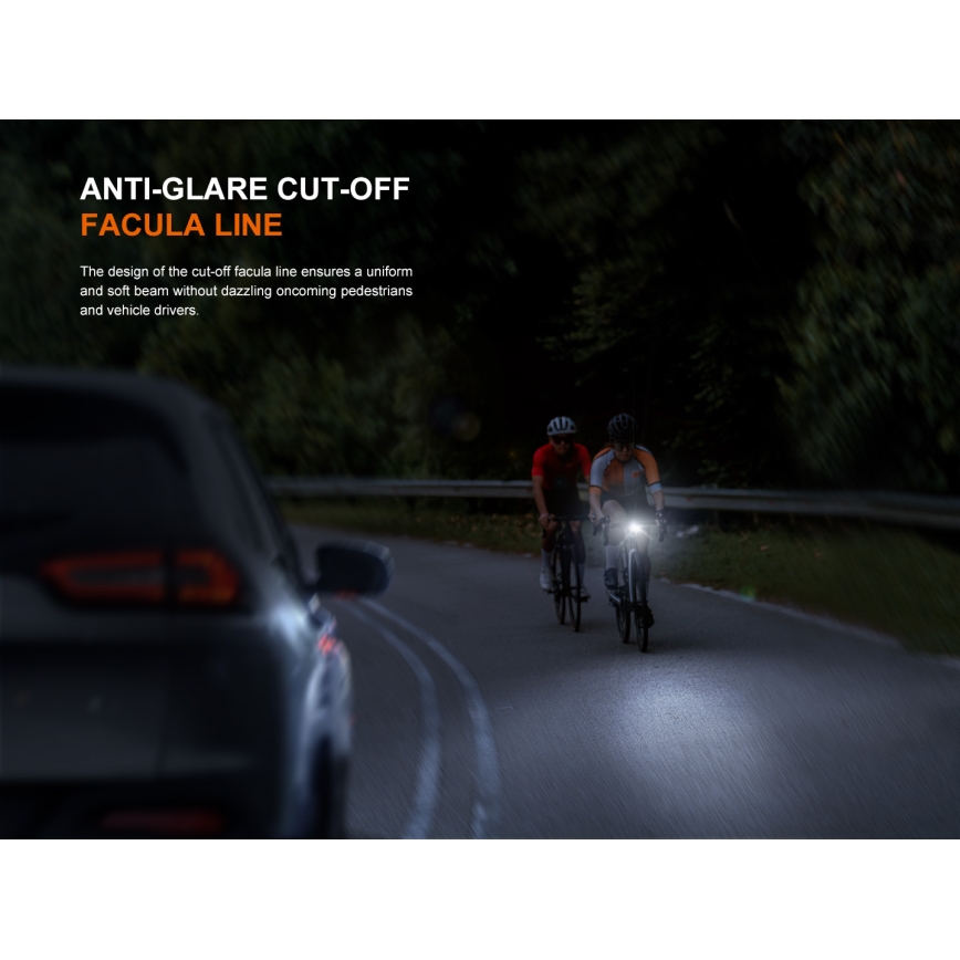 Fenix BC22R - LED uzlādējamais velosipēda lukturis ar regulējamu spilgtumu LED/USB 3400 mAh IP66 1400 lm 41 h melns