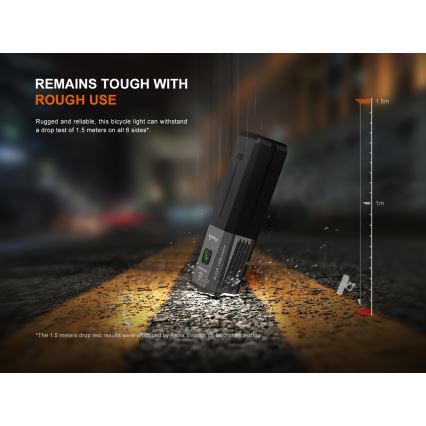 Fenix BC22R - LED uzlādējamais velosipēda lukturis ar regulējamu spilgtumu LED/USB 3400 mAh IP66 1400 lm 41 h melns