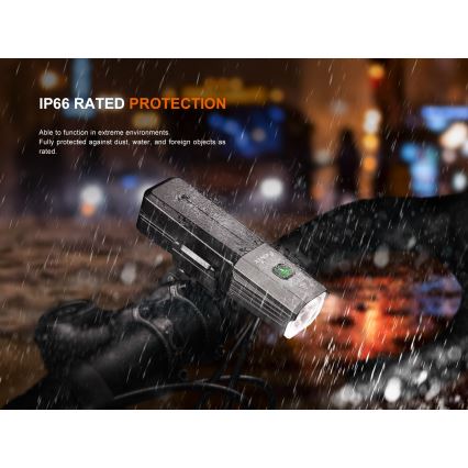 Fenix BC22R - LED uzlādējamais velosipēda lukturis ar regulējamu spilgtumu LED/USB 3400 mAh IP66 1400 lm 41 h melns