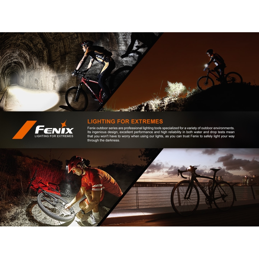 Fenix BC22R - LED uzlādējamais velosipēda lukturis ar regulējamu spilgtumu LED/USB 3400 mAh IP66 1400 lm 41 h melns