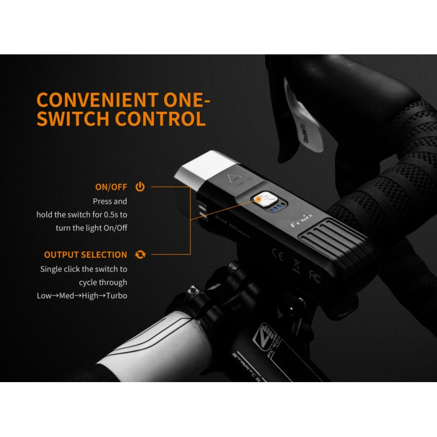 Fenix BC25R - LED Uzlādējams velosipēda gaismeklis LED/USB IP66 600 lm 36 hrs