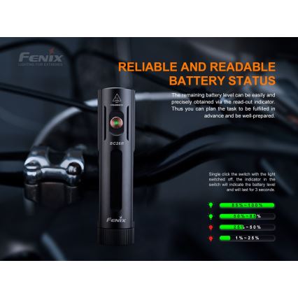 Fenix BC26R - LED Uzlādējama velosipēda lampa LED/USB IP68 1600 lm 65 h