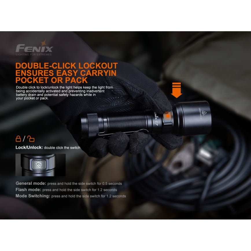 Fenix C7 - LED uzlādējamais lukturis ar regulējamu spilgtumu LED/1x21700 IP68 3000 lm 68 h