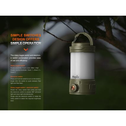 Fenix CL26RPROCAM - LED Aptumšojama pārvietojams uzlādējams lampa LED/USB IP66 650 lm 408 h 5000 mAh pelēka