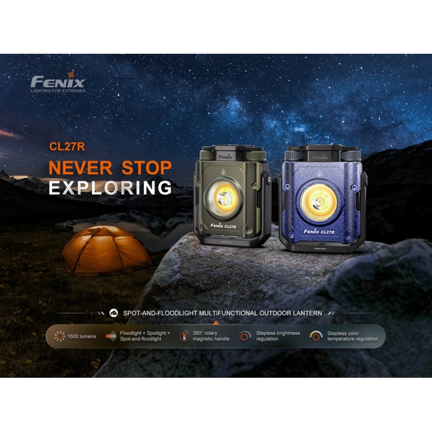 Fenix CL27RGRE - LED Aptumšojama uzlādējams lampa LED/USB IP66 1600 spīdīgs 285 h 5000 mAh