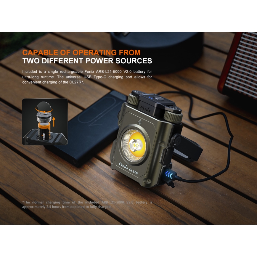 Fenix CL27RGRE - LED Aptumšojama uzlādējams lampa LED/USB IP66 1600 spīdīgs 285 h 5000 mAh
