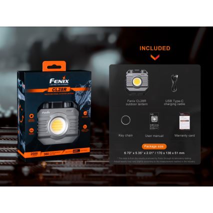 Fenix CL28R - LED Aptumšojama uzlādējams Prožektors ar lādētājakumulators LED/USB IP66 2000 spīdīgs 360 h 10000 mAh