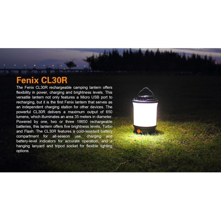 Fenix CL30R - LED Pārnēsājama uzlādējama lampa LED/USB/6xCR123A IPX7 650 lm 300 h 2600 mAh