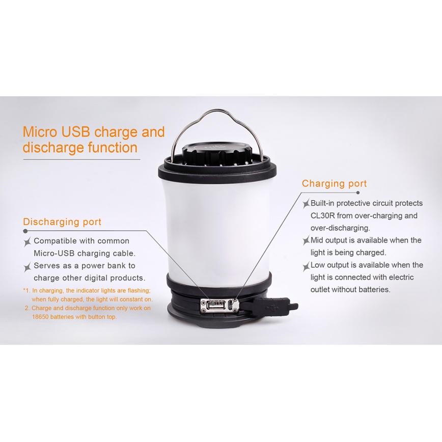 Fenix CL30R - LED Pārnēsājama uzlādējama lampa LED/USB/6xCR123A IPX7 650 lm 300 h 2600 mAh