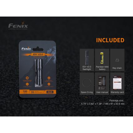 Fenix E01V20BLC -LED Lukturis LED/1xAAA IP68 100 lm 25 hrs