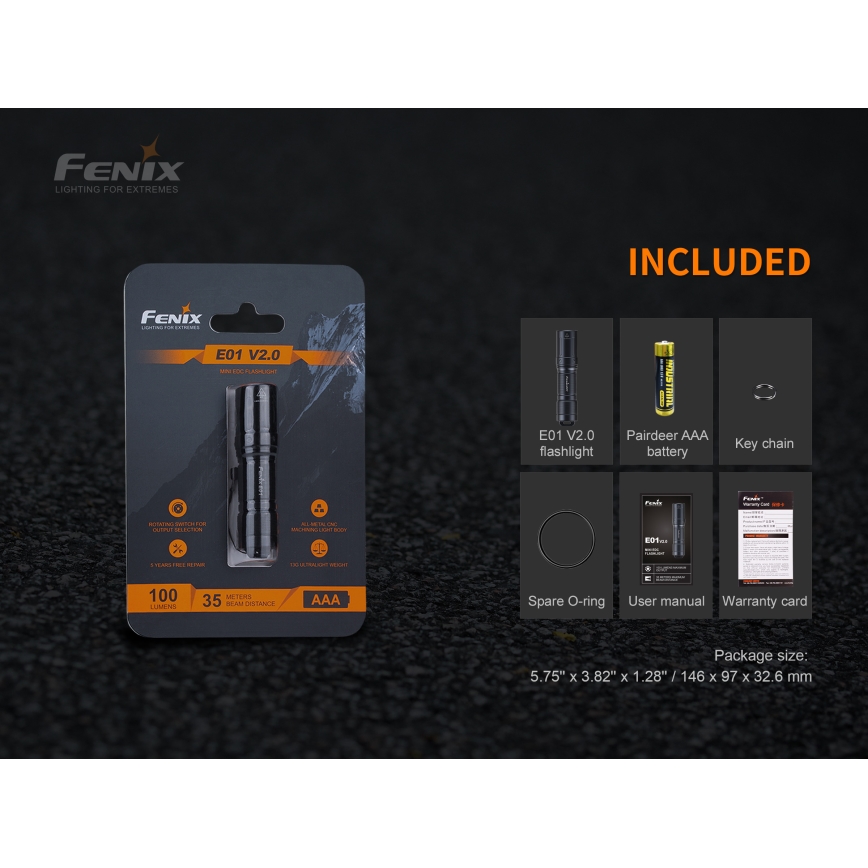Fenix E01V20BLC -LED Lukturis LED/1xAAA IP68 100 lm 25 hrs