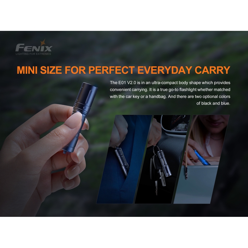 Fenix E01V20BLC -LED Lukturis LED/1xAAA IP68 100 lm 25 hrs