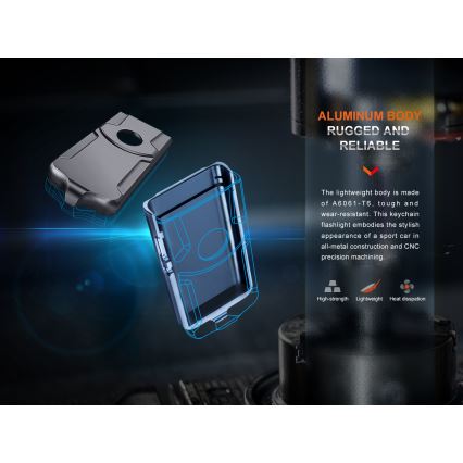 Fenix E03RV20BLU - LED Uzlādējams lukturis LED/USB IP66 500 lm 30 h 400 mAh
