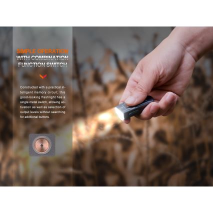 Fenix E03RV20GREY - LED Uzlādējams lukturis LED/USB IP66 500 spīdīgs 30 h 400 mAh