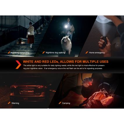 Fenix E03RV20GREY - LED Uzlādējams lukturis LED/USB IP66 500 spīdīgs 30 h 400 mAh