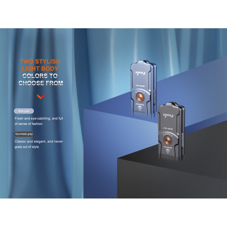 Fenix E03RV20GREY - LED Uzlādējams lukturis LED/USB IP66 500 spīdīgs 30 h 400 mAh