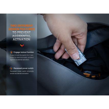 Fenix E03RV20GREY - LED Uzlādējams lukturis LED/USB IP66 500 spīdīgs 30 h 400 mAh